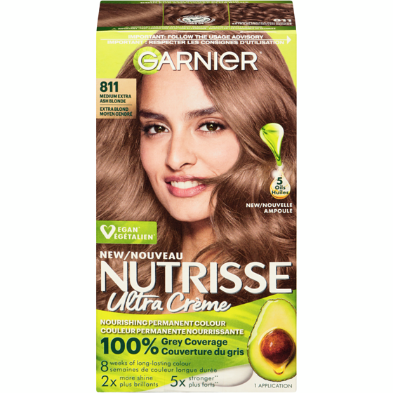 Garnier Nutrisse Ultra Crème Nourishing Permanent Colour 811 Medium Extra Ash Blonde 1 ea, $14.49/1ea