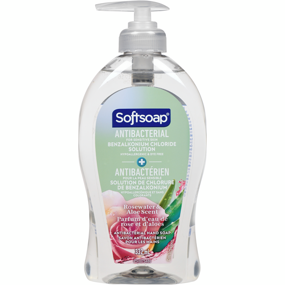 Softsoap Antibacterial Hand Soap For Sensitive Skin Rosewater & Aloe Scent 332 ml, $1.35/100ml