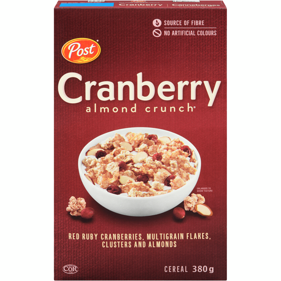 Post Céréales canneberges et amandes croquantes 380 g, 1,05 $/100g