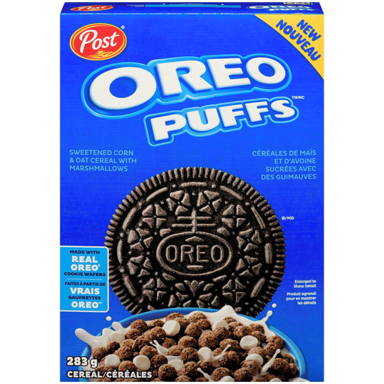 Post Oreo puffs céréales 283 g, 1,59 $/100g