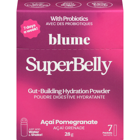 Blume Superbelly poudre digestive hydratante açaí grenade 28 g, 55,32 $/100g