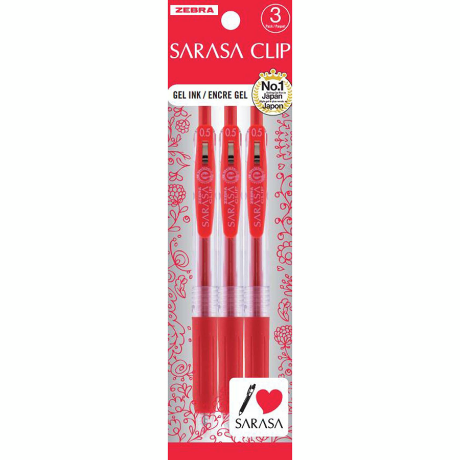 sk　Ssize Zebra Sarasa Clip Gel Red Ink 3-Pack - 3 ea | Atlantic