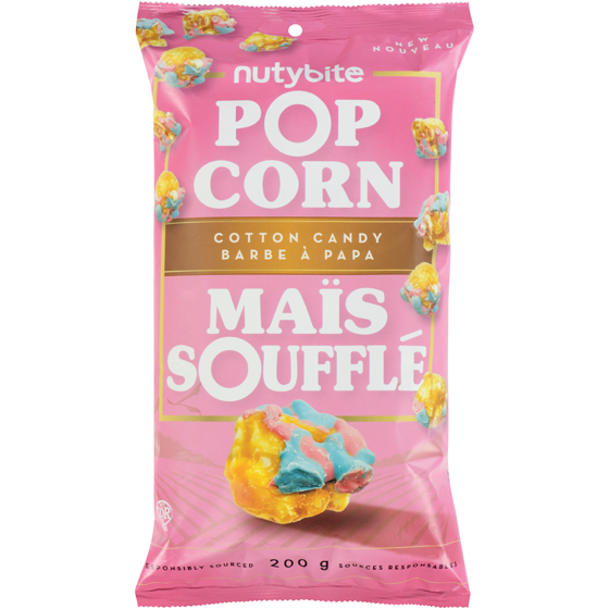 nutybite Maïs soufflé barbe à papa 200 g, 2,25 $/100g