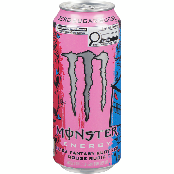 Monster Energy Energy boisson énergisante zero sucre ultra fantasy rouge rubis 473 ml, 0,91 $/100ml