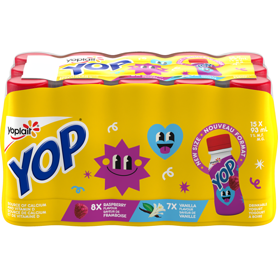 Yoplait YOP Drinkable Yogurt, Raspberry & Vanilla 15x93.0 ml, $0.75/100ml