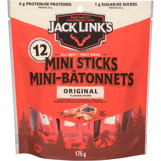 Jack Link’s Mini-bâtonnets tout bœuf original arôme 175 g, 8,28 $/100g