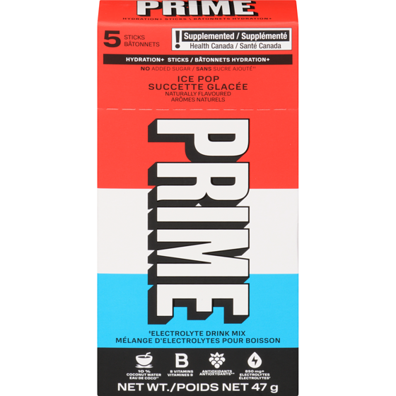 Prime Hydration Hydration+ Sticks Ice Pop 47 g, $21.26/100g