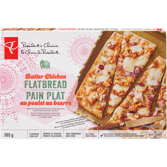 President's Choice Butter Chicken Flatbread 365 g, $0.94/100g