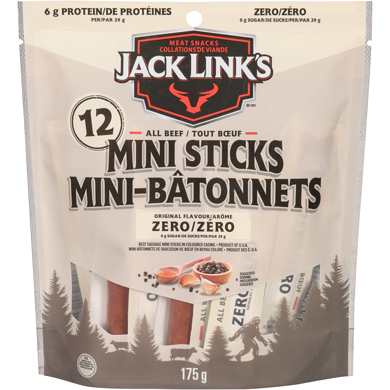Jack Link’s Mini-bâtonnets tout bœuf original arôme zéro 175 g, 8,85 $/100g