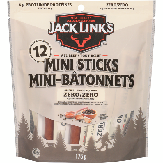 Jack Link’s Mini-bâtonnets tout bœuf original arôme zéro 175 g, 6,86 $/100g