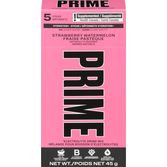 Prime Hydration Hydration+ Sticks Strawberry Watermelon 47 g, $21.26/100g
