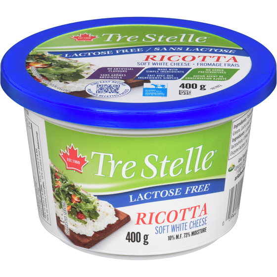 Tre Stelle Soft White Cheese Lactose Free Ricotta 10% M.F. 400 g, $2.37/100g