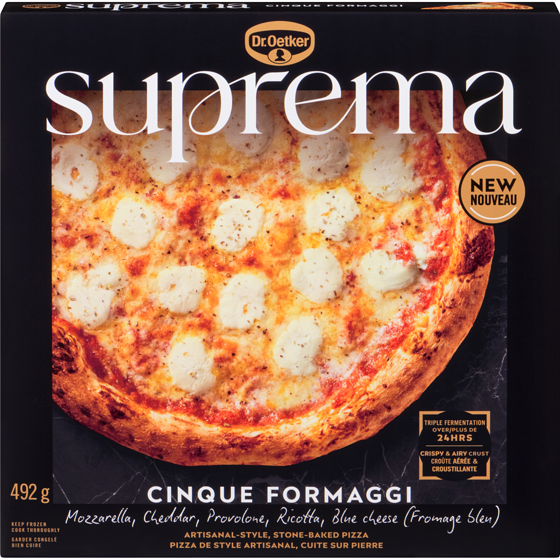 Dr Oetker Suprema Artisanal-Style, Stone-Baked Pizza Cinque Formaggi 492 g, $1.52/100g