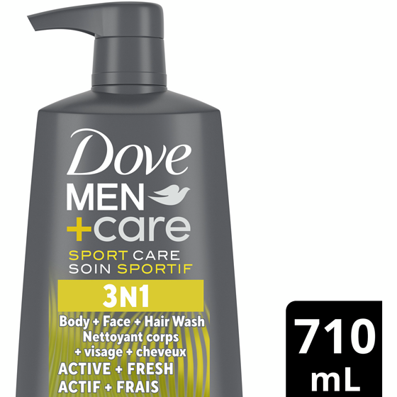 Dove Active + Fresh 3N1 Body, Hair and Face Wash for Men 710 ml, $1.83/100ml