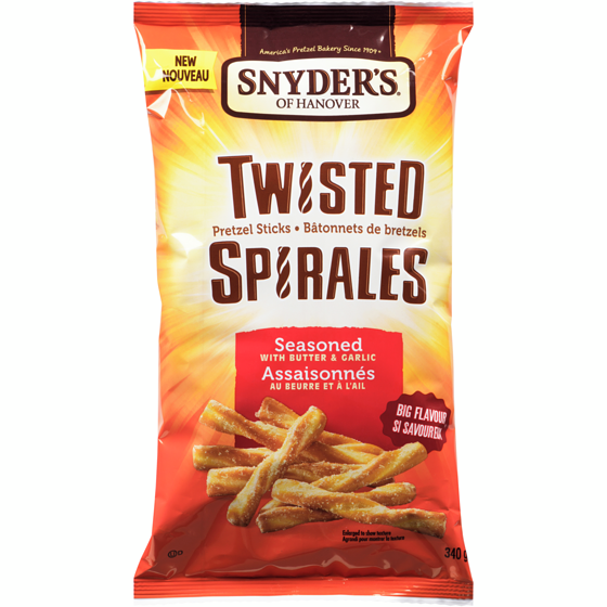 Snyders Bâtonnets de bretzels spirales assaisonnés au beurre et à l'ail 340 g, 1,47 $/100g