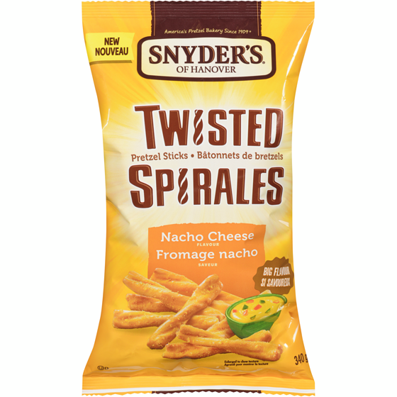 Snyders Bâtonnets de bretzels spirales fromage nacho saveur 340 g, 1,76 $/100g