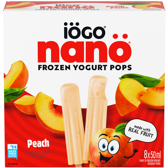 IOGO Nano Frozen Yogurt Pops, Peach, Real Fruit 400 ml, $1.62/100ml