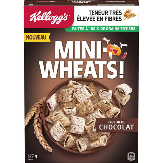 Kellogg’s Mini Wheats Céréales saveur de chocolat 377 g, 1,99 $/100g