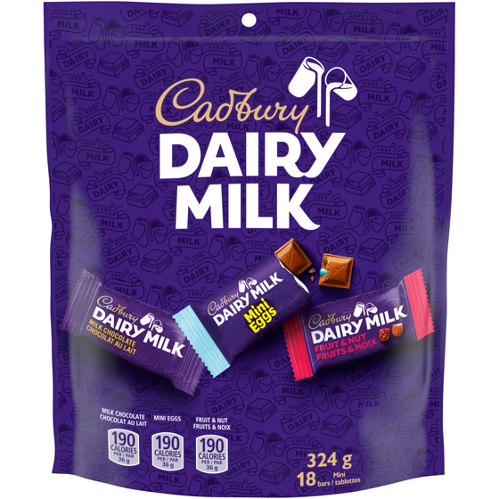 Cadbury DAIRY MILK Assorted Flavour Bag of 18 Mini Chocolate Bars 324 g, $4.01/100g