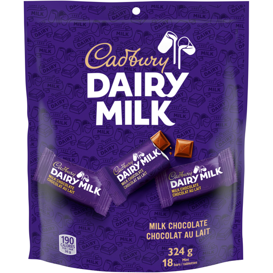Cadbury DAIRY MILK Original Milk Chocolate Bars, Pack of 18 Mini Bars 324 g, $3.39/100g