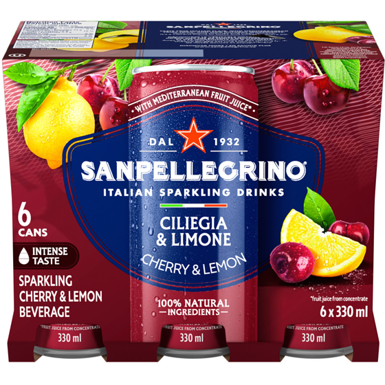 San Pellegrino Ciliegia & Limone Sparkling Fruit Beverage 6x330.0 ml, $0.40/100ml