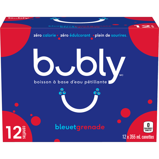 Eau pétillante Bubly Grenade aux bleuets 12x355.0 ml, 0,19 $/100ml