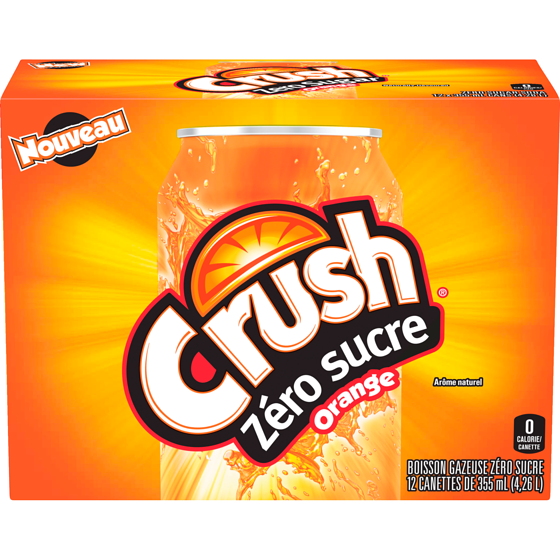 Crush Boissons aromatisées Zero Orange 12x355.0 ml, 0,20 $/100ml