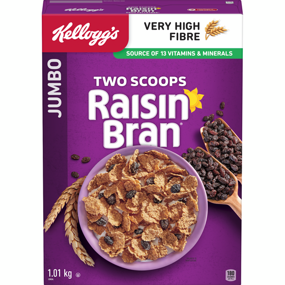 Kelloggs Raisin Bran Cereal Jumbo 1.01 kg, $1.09/100g