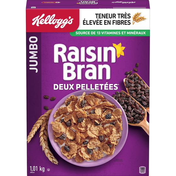 Kellogg’s Raisin Bran Céréales jumbo 1.01 kg, 0,84 $/100g