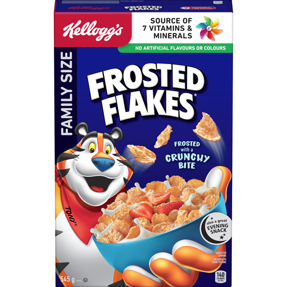 Kelloggs Frosted Flakes Cereal Family Size 545 g, $1.19/100g