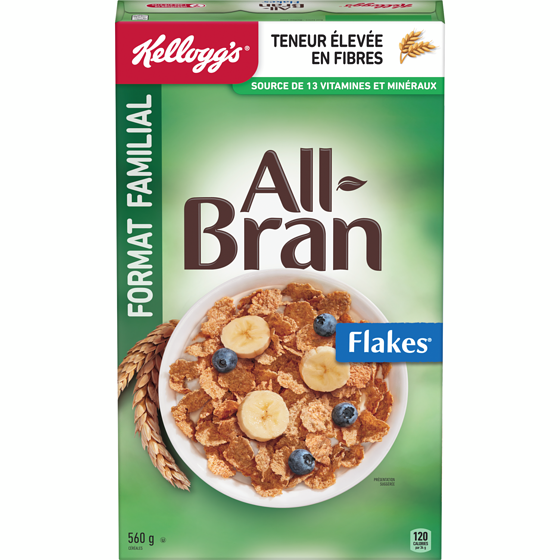 Kellogg’s All Bran All-Bran Céréales flakes format familial 560 g, 1,48 $/100g