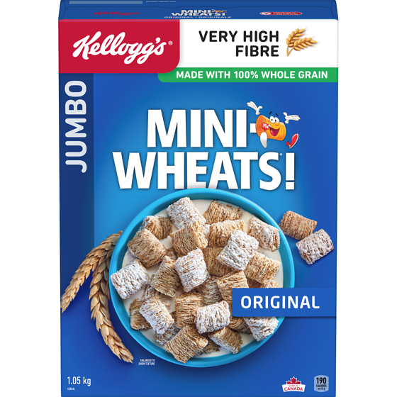 Kelloggs Mini Wheats Cereal Original Jumbo 1050 g, $1.14/100g