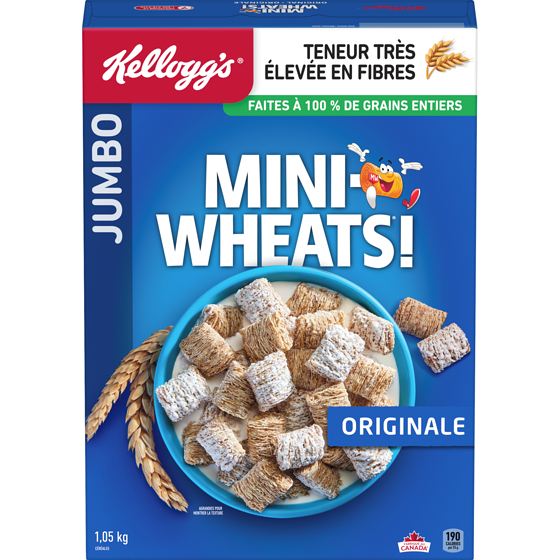 Kellogg’s Mini Wheats Céréales originale jumbo 1050 g, 1,14 $/100g