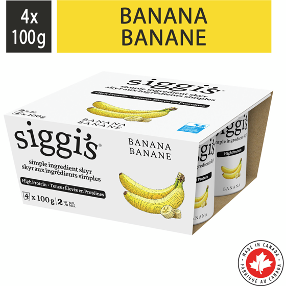 siggi’s Pots de yogourt skyr banane 2 % 400 g, 1,25 $/100g