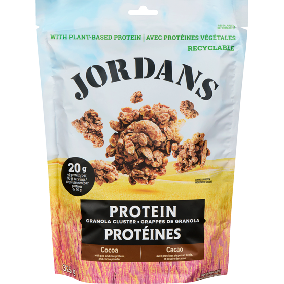 Jordan’s Grappes de granola Protéines Cacao 325 g, 2,30 $/100g