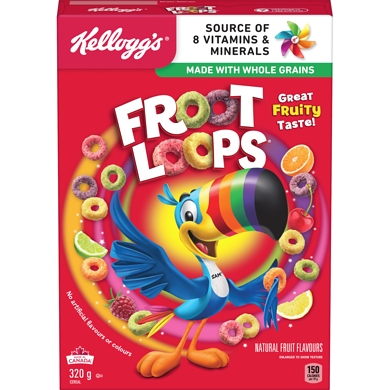 Kelloggs Froot Loops Cereal 320 g, $1.56/100g