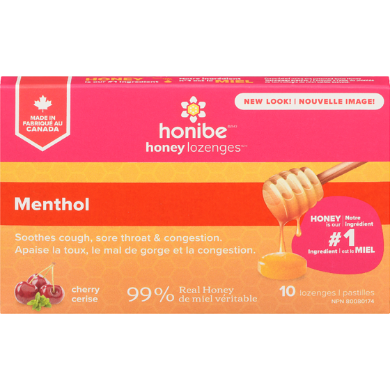 Honibe Lozenges Menthol Cherry 10 ea, $0.55/1ea