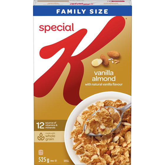 Kelloggs Special K Cereal Vanilla Almond Family Size 525 g, $1.52/100g