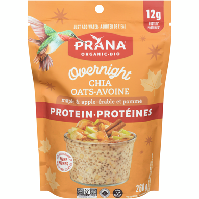 Prana Overnight Chia avec Protéine - Érable et pomme 260 g, 2,88 $/100g