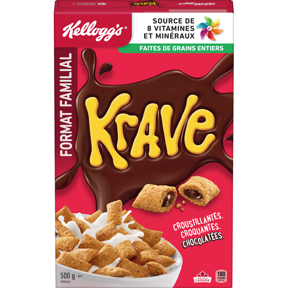 Kellogg’s Céréales Krave format familial 500 g, 1,10 $/100g