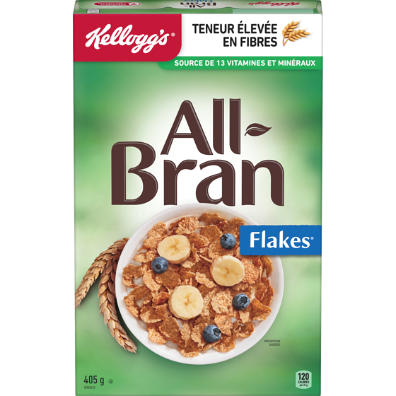 Kellogg’s All Bran All-Bran Céréales flakes 405 g, 1,48 $/100g