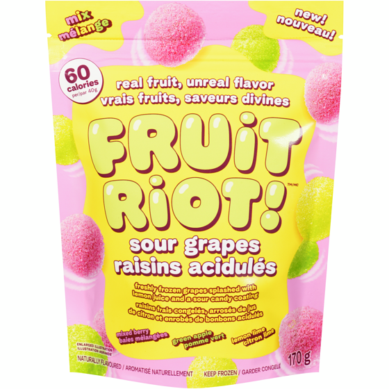 FRUIT RIOT! Sour Candy Mix Grapes 170 g, $4.70/100g