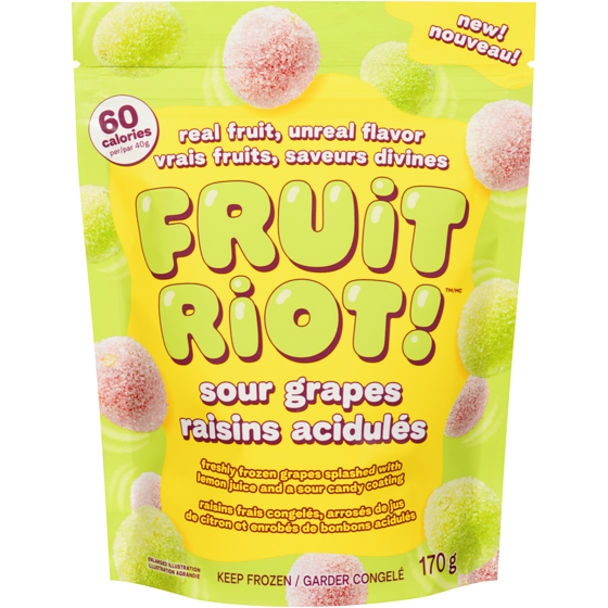 FRUIT RIOT! Sour Candy Grapes 170 g, $4.71/100g