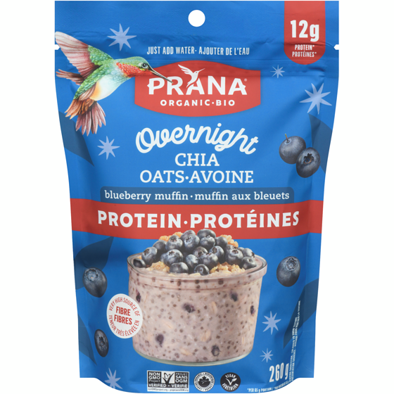 Prana Overnight Chia avec Protéine - Muffin aux bleuets 260 g, 3,07 $/100g