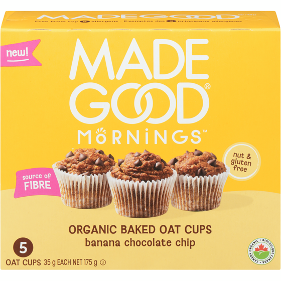 Made Good Mornings Organic Baked Oat Cups Banana Chocolate Chip 5ct 175 g, $4.17/100g