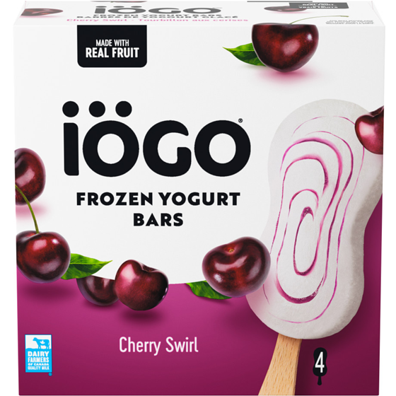 IOGO Frozen Yogurt Bars, Cherry Swirl, Real Fruit 320 ml, $2.03/100ml