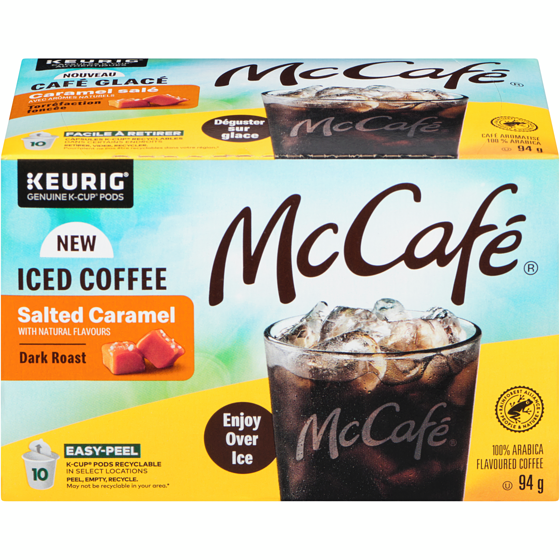 McCafe Salted Caramel Iced Coffee, Dark Roast, K-Cup Coffee Pods, 10 Count 10 ea, $1.50/1ea