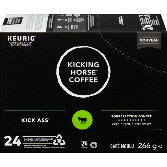 Kicking Horse Capsules K-Cup de café Kick Ass Kicking Horse, torréfaction foncée, 24 unités 24 ea, 1,54 $/1ch