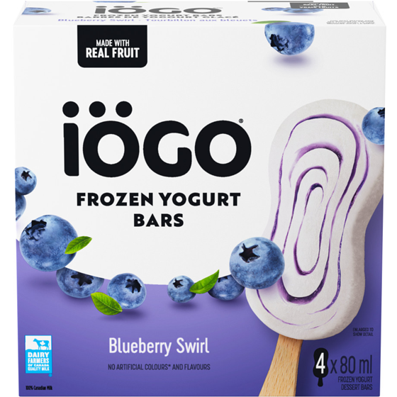 IOGO Frozen Yogurt Bars, Blueberry Swirl, Real Fruit 320 ml, $2.03/100ml