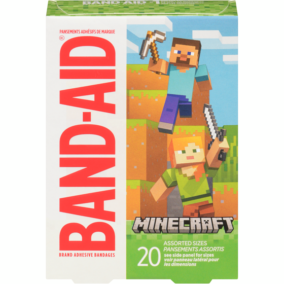 Band-Aid Minecraft Adhesive Bandages, assorted sizes 20 ea, $0.30/1ea